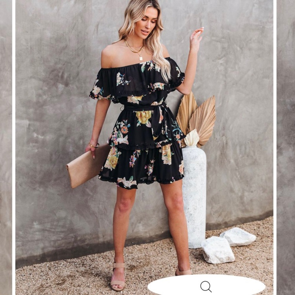 Vici Peabody Floral Off the Shoulder Ruffle Dress